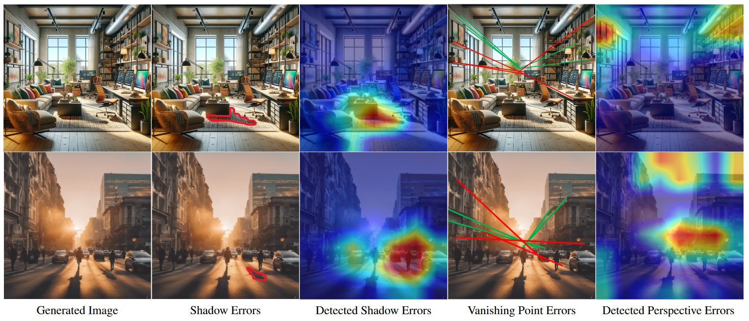 Physical inconsistencies in generated images from